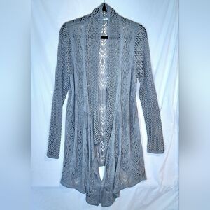 Liz Claiborne Grey Knit Openwork  Cardigan. XL-XXL